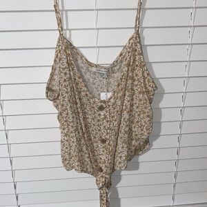AEO Daisy Button Tie Front Crop Top